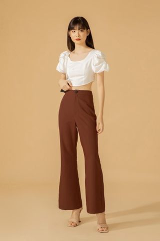  Quần dài nữ ống rộng hoạ tiết trơn - RED WINE PANT 