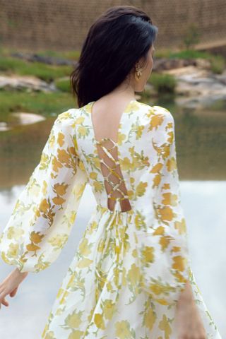  CLÉLIE Đầm xòe tay dài phồng họa tiết voan HERA DRESS 