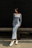  CLÉLIE Đầm tay dài ôm body họa tiết trơn NAOMI DRESS 