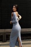  CLÉLIE Đầm tay dài ôm body họa tiết trơn NAOMI DRESS 