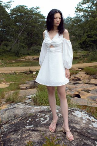  CLÉLIE Đầm xoè trễ vai tay dài LUCIA DRESS 