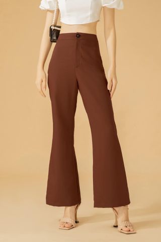  Quần dài nữ ống rộng hoạ tiết trơn - RED WINE PANT 