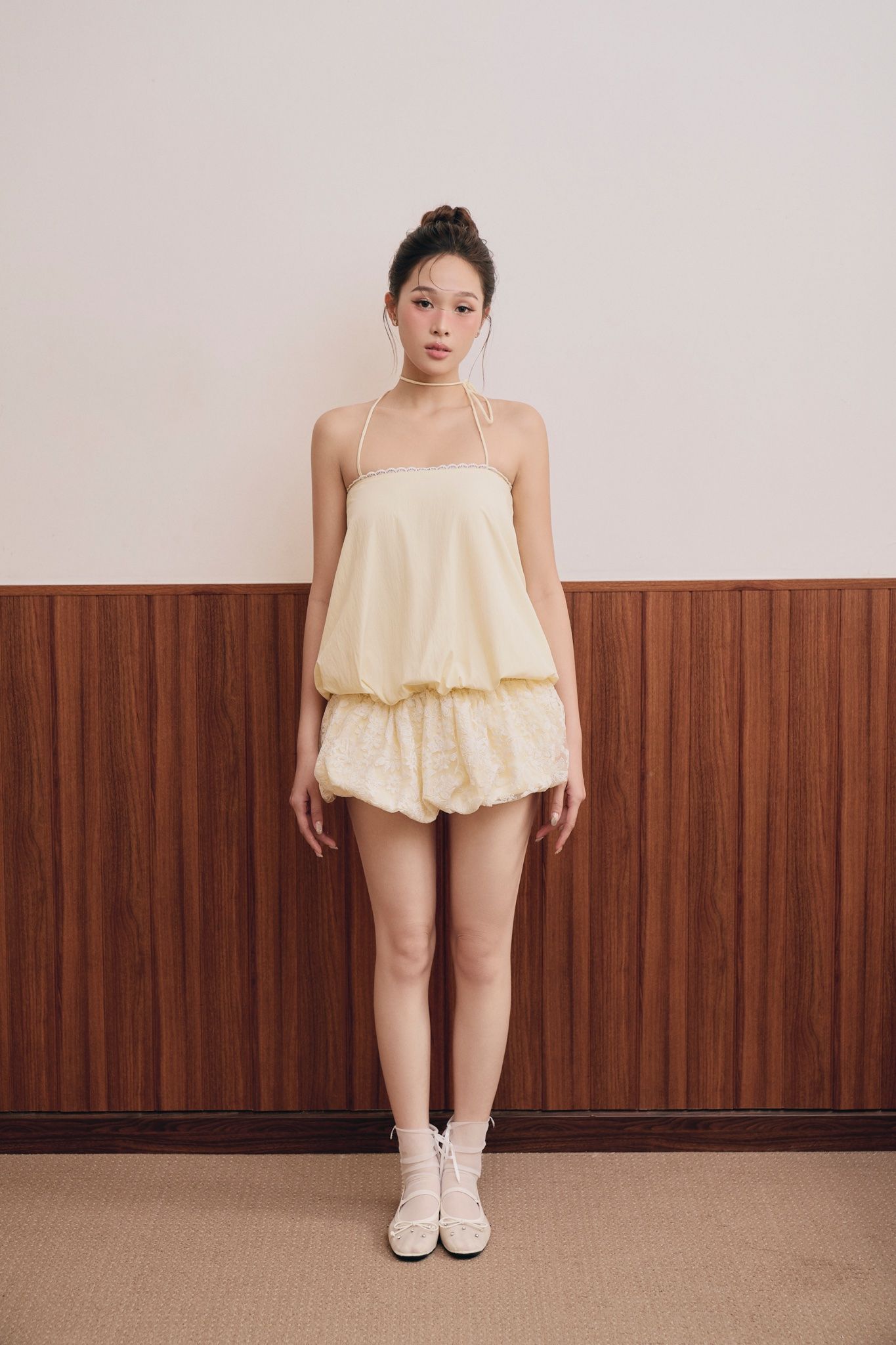  CLÉLIE Đầm nữ cổ yếm chun nhún eo dáng bí AMELIE DRESS 