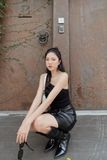  Chân váy da ngắn họa tiết trơn - LEATHER SKIRT 