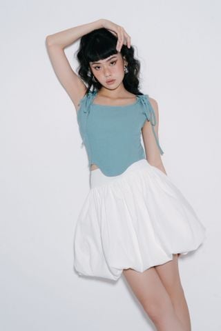  CLÉLIE Chân váy ngắn màu trắng họa tiết trơn SOFIA SKIRT 