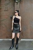  Chân váy da ngắn họa tiết trơn - LEATHER SKIRT 