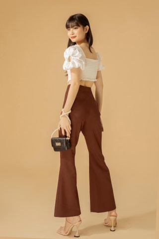  Quần dài nữ ống rộng hoạ tiết trơn - RED WINE PANT 