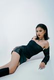  CLÉLIE Áo trễ vai tay dài ôm body thiết kế NOLAN TOP 