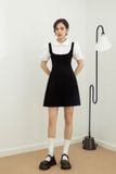  CLÉLIE Đầm chữ a cotton nhung tay ngắn nhún rộng LILAC DRESS 