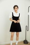  CLÉLIE Đầm chữ a cotton nhung tay ngắn nhún rộng LILAC DRESS 