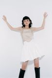  CLÉLIE Chân váy ngắn màu trắng họa tiết trơn SOFIA SKIRT 