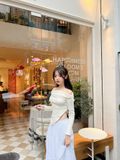  CLÉLIE Áo thun trễ vai tay dài thắt nơ tà chéo ZOEY TOP 