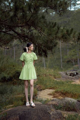  CLÉLIE Đầm tay phồng cổ tròn SHILA DRESS 