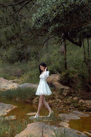 CLÉLIE Đầm xòe tay dài phồng họa tiết voan HERA DRESS 