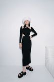  CLÉLIE Đầm tay dài ôm body họa tiết trơn NAOMI DRESS 