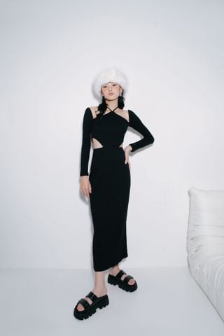  Đầm tay dài ôm body họa tiết trơn | NAOMI DRESS -  CLÉLIE 