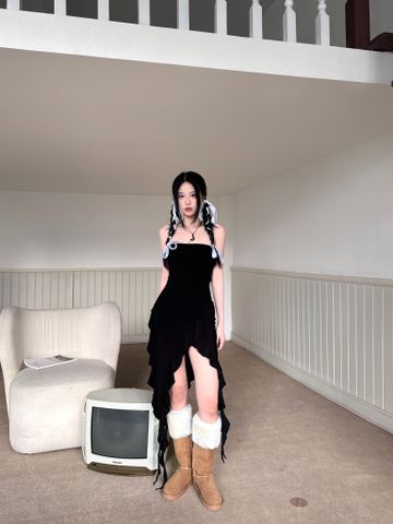 CLÉLIE Đầm nữ body 2 dây dáng dài tua rua TINKER DRESS 