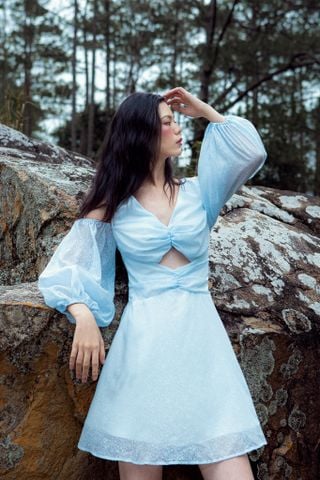  CLÉLIE Đầm xoè trễ vai tay dài LUCIA DRESS 