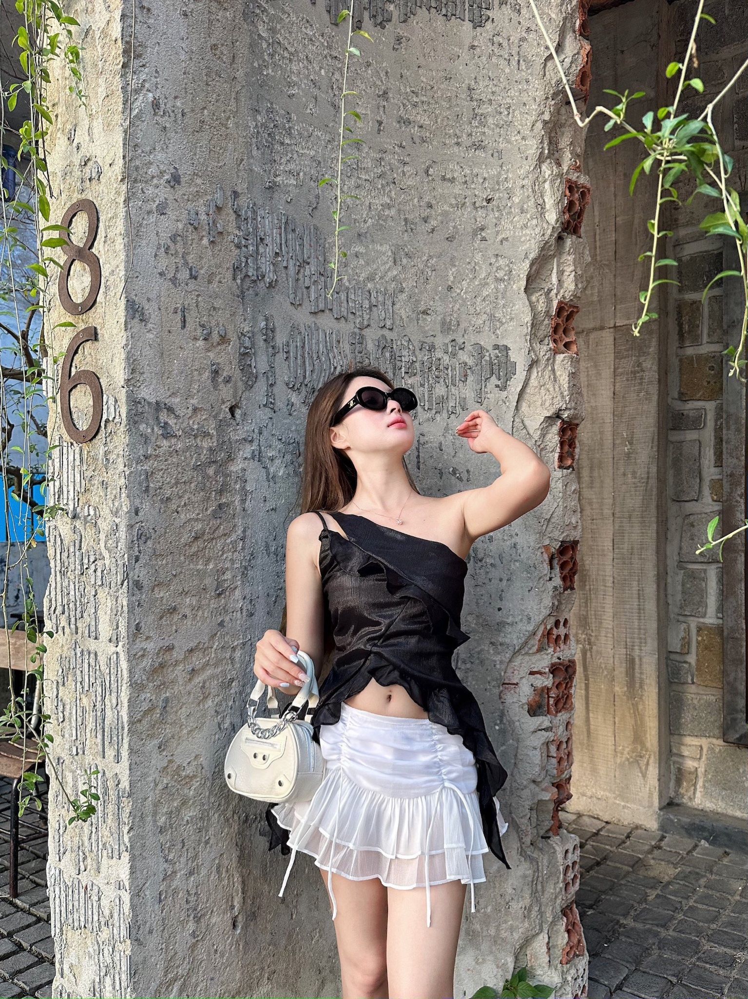  CLÉLIE Chân váy ngắn rút nhún bèo 2 tầng SAMMY SKIRT 