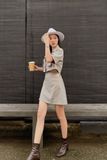  Chân váy ngắn chữ A kaki họa tiết caro/trơn - DERCUT SKIRT 