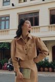  Áo khoác croptop tay dài họa tiết trơn - SAINT JACKET 