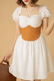  Đầm xoè 2 tầng phối beo phần eo họa tiết trơn - PRINCESS DRESS 