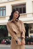  Áo khoác croptop tay dài họa tiết trơn - SAINT JACKET 