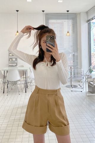  Áo thun nữ body tay dài  AIMEE TOP - CLÉLIE 