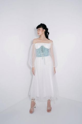  Đầm trễ vai dáng dài kết hợp beo phối đan dây - ADORE DRESS 