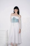  CLÉLIE Đầm trễ vai dáng dài kết hợp beo phối đan dây ADORE DRESS 
