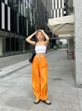  CLÉLIE Quần dài ống rộng vải dù rút dây W PANT 