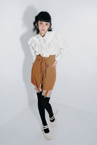  Váy kaki đan dây họa tiết trơn - BETTIE SKIRT 