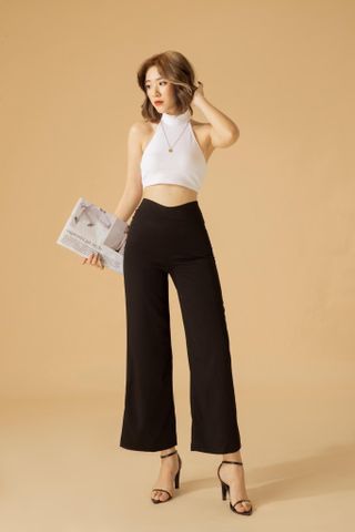  Quần dài nữ ống rộng hoạ tiết trơn - RED WINE PANT 