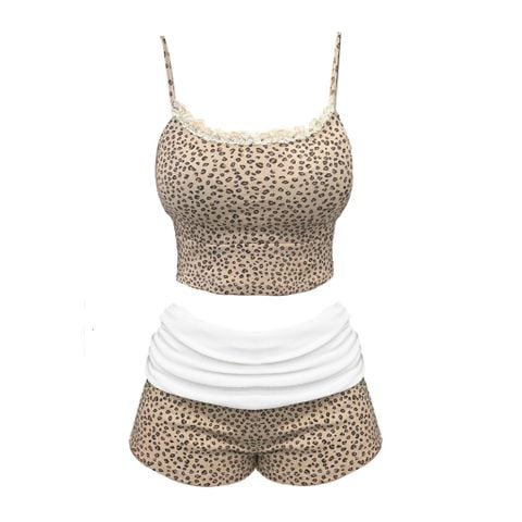  CLÉLIE Set ngủ hai dây phối ren và quần thun thiết kế nhún tăng vùng hông họa tiết basic MINNIE SET 