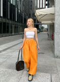  CLÉLIE Quần dài ống rộng vải dù rút dây W PANT 