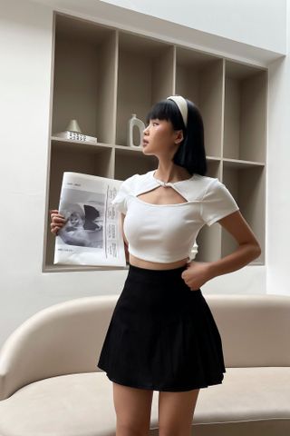  CLÉLIE Áo croptop tay ngắn dây chéo EIRA TOP 