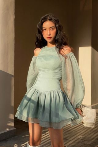  Set áo croptop tay dài và chân váy xòe 2 tầng - HELEN SET 