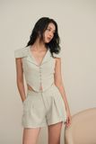  CLÉLIE Set áo sơmi không tay cổ chữ V và quần ngắn ống rộng AVIA SET 