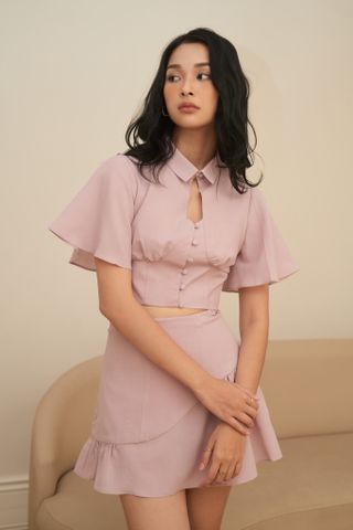  CLÉLIE Set áo croptop tay bồng và chân váy xếp ly YEYE SET 