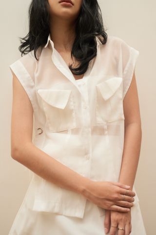  CLÉLIE Set áo sơmi xuyên thấu và chân váy chữ A NELLY SET 