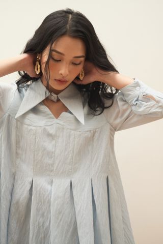  CLÉLIE Đầm babydoll xếp ly cổ sơmi MIRA DRESS 