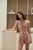  CLÉLIE Set áo sơmi không tay cổ chữ V và quần ngắn ống rộng AVIA SET 