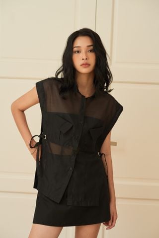  CLÉLIE Set áo sơmi xuyên thấu và chân váy chữ A NELLY SET 