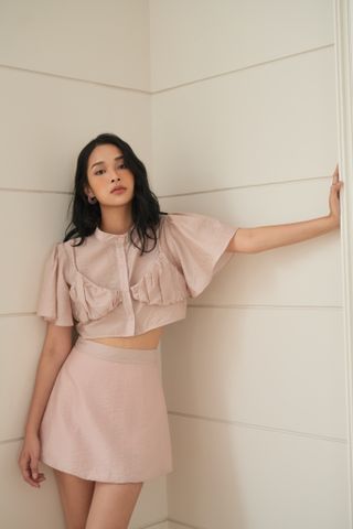  CLÉLIE Set áo sơmi và chân váy ngắn trơn SOKO SET 