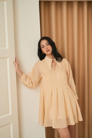  CLÉLIE Đầm babydoll xếp ly cổ sơmi MIRA DRESS 