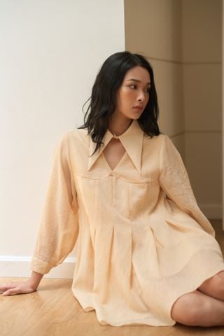  CLÉLIE Đầm babydoll xếp ly cổ sơmi MIRA DRESS 