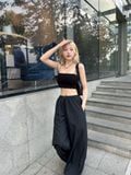  CLÉLIE Quần dài ống rộng vải dù rút dây W PANT 
