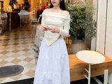  CLÉLIE Áo thun trễ vai tay dài thắt nơ tà chéo ZOEY TOP 