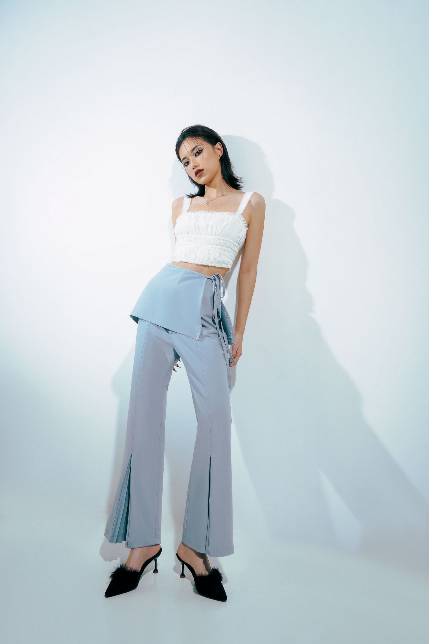  CLÉLIE Quần tây nữ dài ống loe xếp ly OKEE PANT 