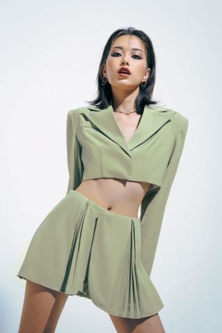  CLÉLIE Set áo blazer croptop tay dài và chân váy quần NARIS SET 